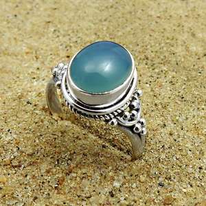 Anillo de Calcedonia con Corte Ovalado y Engaste de Bisel, Plata de Ley 925, Estilo Bohemio, Unisex, Anillos Solitarios - Product Image 2