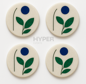 Ensemble de sous-verres en marbre Leaf Design avec support | Vaisselle en pierre faite à la main pour la maison et le bureau - Product Image 1