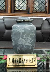 Free <b>Velvet</b> Bag Included <b>Green</b> Elegance Adult Aluminium Cremation Urns Metal Memorial Funeral Supplies for Human Ashes - Product Image 4