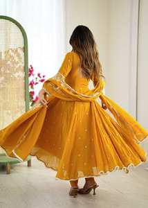 FATEMA FASHION Salwar Kameez Dupatta de Georgette Sintética con Bordado Intenso, Completamente Cosido, de Secado Rápido, Largo hasta el Suelo, para Mujer, Estilo Indio - Product Image 4