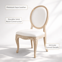 Chaise en résine de style antique français en gros avec dossier ovale pour mariage, événement, hôtel et banquet