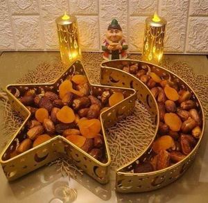 Assiette de service en métal doré pour le ramadan et la décoration de l'Aïd Plateau de service luxueux en métal pour le ramadan au design islamique complexe - Product Image 4