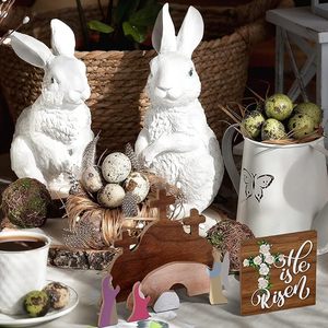 Decoración de resurrección de madera de Pascua, juego de escena de Natividad para mesa de Jesús cristiano, decoración de encimera, regalos, juego de Natividad De Pascua - Product Image 6