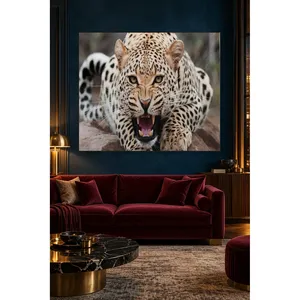 Fida, le léopard rugissant montrant ses dents sur un rocher, impression sur toile - Product Image 3