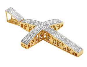 Colgante de Cruz de diamante de moissanita de corte redondo en plata de ley, joyería helada chapada en oro rosa para mujeres y hombres, cada uso - Product Image 2