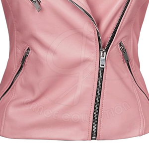 Chaqueta de cuero de punto XL de moda para mujer con hombro caído diseño personalizado bordado bolsillo piel decoración invierno tinte - Product Image 6