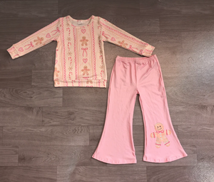 Ensemble de pyjama décontracté pour filles, imprimé gingembre rose, sans manches, écologique, pantalon confortable en spandex/polyester, vêtements de nuit - Product Image 2
