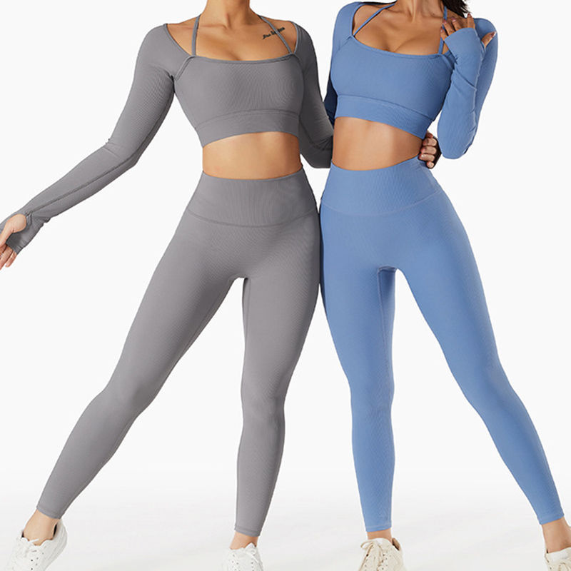 High Quality Seamless Lightweight Yoga Set Workout Running 2 Piece Fitness Wear Yoga Set Women