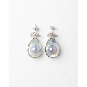 Natural Mabe Pearl Earrings-Elegant Genuine Pearl Studs - Product Image 1