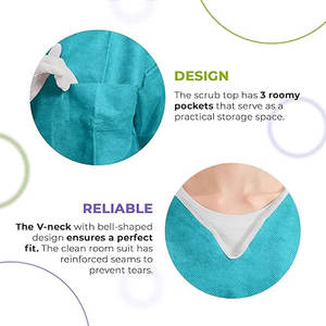 Ensembles de blouses médicales unisexes durables en coton et élasthanne, respirants et confortables, à manches courtes, pour usage hospitalier, avec détection d'aiguilles et fusion sans couture - Product Image 4