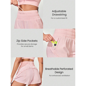 Short de yoga pour femme Logo personnalisé Short d'entraînement taille haute pour l'entraînement physique Short respirant évacuant l'humidité - Product Image 4