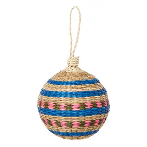 Boule de décoration en rotin, cercles en herbe de mer, boule de noël, design moderne pour arbre de noël, décoration de noël faite à la main, vente en gros