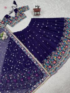 Tela para Lehenga Choli, Faux Gorgette con Hilo de Trabajo y Lentejuelas de 9mm, Tallas hasta 44, Micro Reversible Interior, Casual, para Bodas y Diwali - Product Image 4