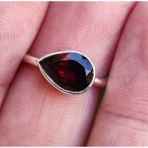 Handmade Women's Cute <b>Ring</b> with Natural Red <b>Garnet</b> 925 Sterling <b>Silver</b> January Birthstone <b>Ring</b> Gift Pear Shape Topaz Stone - Product Image 3