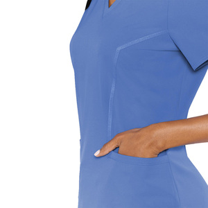 Gran oferta, uniformes de enfermería elásticos cómodos y duraderos para mujeres, camisetas médicas con bolsillos, Jersey con logotipo personalizado para hospitales - Product Image 2