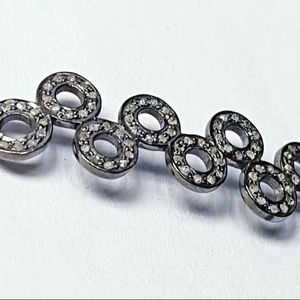 Conector de círculo entrelazado Pave Diamond Connector 925 Chapado en plata 48x10MM Tamaño Red Mountain Gems CON031 para la fabricación de pulseras - Product Image 2