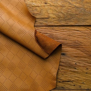 Cachette en cuir perforé Cognac de qualité supérieure-Motif fromage suisse disponible en 1 à 22 pieds carrés pour les produits en cuir personnalisés - Product Image 2
