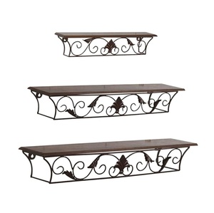 Classic metal & wood <b>wall</b> <b>shelf</b> <b>wall</b> <b>mounted</b> storage <b>shelves</b> for home hotels living room kitchen bathroom home decor accessories - Product Image 2