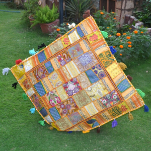 Funda de Cojín Cuadrada de Algodón 100% con Diseño Tribal Bohemio Hippie, Hecha a Mano, Decorativa para el Hogar, Estilo Banjara - Product Image 4