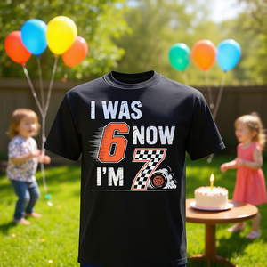 T-shirt à carreaux pour garçons de 7 ans, cadeau d'anniversaire - Je suis allé de 6 à 7 ans, promotion personnalisée - Product Image 3