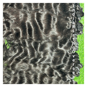Extensiones de cabello humano indio sin procesar con ondas naturales 100%, máquina alineada con cutículas, extensiones de cabello de trama Doble - Product Image 2