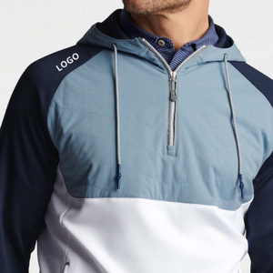 Personalizado al por mayor Patchwork 1/4 pulóver cuello de pie para Hombre 1 4 cuartos cuello con cremallera pulóver sudadera - Product Image 2