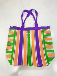 Sac à provisions en nylon réutilisable écologique RPET fermeture à glissière rayé Handloom tissé sacs de plage en plastique recyclé sacs à cosmétiques étuis fabriqués - Product Image 3