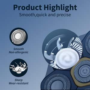 Cabezal de Repuesto para Afeitadora de 8 Piezas, Afeitadora Eléctrica Recargable por USB con Cuchillas Dobles y Triples, para Uso en Cuerpo y Rostro, Lavable - Product Image 6