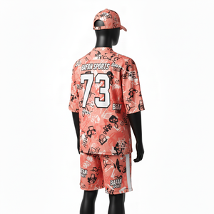 Conjunto de Pantalones Cortos de Fútbol para Hombre, Alta Calidad, 160 GSM, Poliéster Interlock, Absorbe la Humedad, Color Rosa Coral, Logotipo Personalizado - Product Image 5