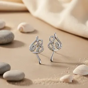 Boucles d'oreilles délicates en argent 925 avec zircone cubique pour femmes, bijoux élégants en cristal - Product Image 3