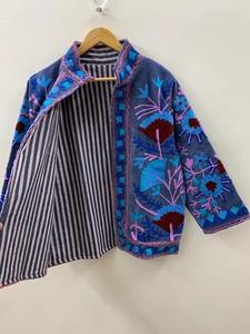 Outwear Velours Veste Courte À La Main Velours Vintage Suzani Avec Poche Hiver Veste Courte Bomber Floral Veste Pour Femmes - Product Image 5