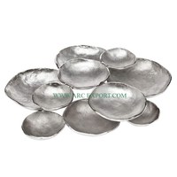 Penjualan paling laris mangkuk meja aluminium polesan mangkuk dekoratif perlengkapan perak desainer daun mangkuk makanan bergaya populer Modern