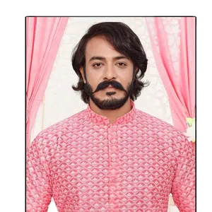 Pink Colored Designer Full Sleeves Kurta And Payama For Haldi And Mehndi Function For Mens collection