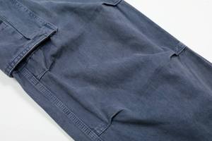 Pantalon de travail bleu rétro vintage pour hommes 100% coton ample jambe droite jeans décontractés multi-poches Style français couleur unie taille - Product Image 5