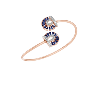 สร้อยข้อมือสุดหรูสีทอง14K สำหรับผู้หญิงพร้อมดีไซน์วงแหวนประดับเพชรแซฟไฟร์ออกแบบโดยผู้ผลิตอัญมณีชั้นดีในอินเดีย - Product Image 1