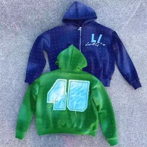 Sudadera con capucha con estampado de parche bordado lavado con ácido de peso pesado para hombre con logotipo personalizado ropa de calle forrada de alta calidad suministro OEM - Product Image 2
