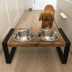 ชามสุนัขสเตนเลสขัดเงาพร้อมแท่นไม้ดีไซน์เนอร์งานแฮนด์เมดคุณภาพระดับพรีเมียมเป็นมิตรกับสิ่งแวดล้อม - Product Image 2