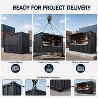 Kiosque mobile de vente au détail en conteneur à structure en acier préfabriqué avec auvent rabattable, garantie de 3 ans pour les cafés, la restauration de rue et les boutiques éphémères