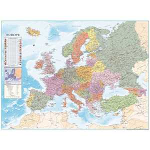 Affiche XXL de la carte de l'Europe moderne, 135 x 100 cm, design du drapeau britannique en anglais - Product Image 1