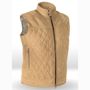 2025 Breathable Outdoor Men Winter Skin Color Genuine Sheepskin Diamond Stitched Hooded <b>Biker</b> Racer <b>Leather</b> <b>Vest</b> Slim Fit - Product Image 4