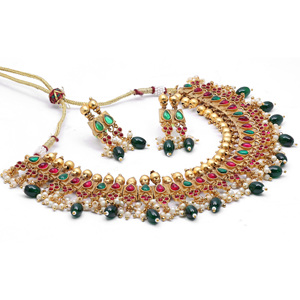 Antique <b>South</b> <b>Indian</b> Jewelry Set Traditional Matte Plated Vintage Brass Trendy Link Chain Chapado Antiguo Style - Product Image 2