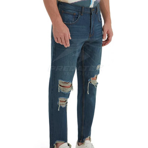 Jean en velours côtelé décontracté pour adulte, coupe droite, taille mi-haute, délavage moyen, respirant, 100 % coton de haute qualité - Product Image 2