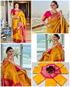 Sari Gujarati de Diseño FAB ZONE con Pallu Jacquard y Pedrería, para Fiestas, para Mujeres Adultas - Product Image 6