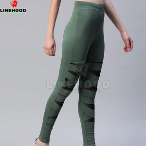 กางเกงโยคะเอวกลางของผู้หญิงกางเกงเลกกิ้งผ้าสแปนเด็กซ์ลายพื้นแบบผูกเชือกปิดสไตล์ล่าสุดขายดี - Product Image 2