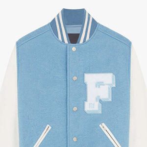 Conçu sur mesure de haute qualité veste d'hiver universitaire pour hommes manches en cuir de laine toile col montant séchage rapide écologique - Product Image 3