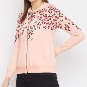 Sudaderas con cremallera para mujer de calidad superior Patrón sólido Cómodo y elegante para otoño e invierno con estampado de logotipo frontal - Product Image 4