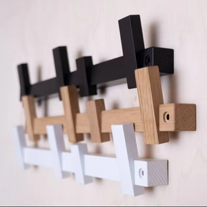 Living Room Wall Hook Entryway <b>Clothes</b> <b>Hanger</b> Hooks Organizer Wooden Decorative Coat Rack - Product Image 1