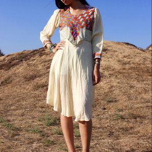 Robe d'été droite en jersey de coton indien gazeux arc-en-ciel SRJ EXPORTS, manches longues, respirante, longueur genou, très élégante, fabriquée en Inde - Product Image 1