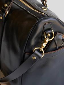 Genuine Leather Luxury Duffle <b>Bag</b> <b>Men</b> Black Weekender Travel Gym <b>Overnight</b> Carry Luggage Large Sports Tote Polyester Lining Gift - Product Image 3