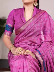 Venta caliente elegante Chanderi Saree Poliéster Viscosa impreso Zari tejido para recepción bodas fiestas indio pakistaní desgaste - Product Image 3
